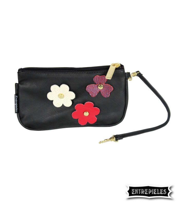 Bolso auxiliar de mano con flores
