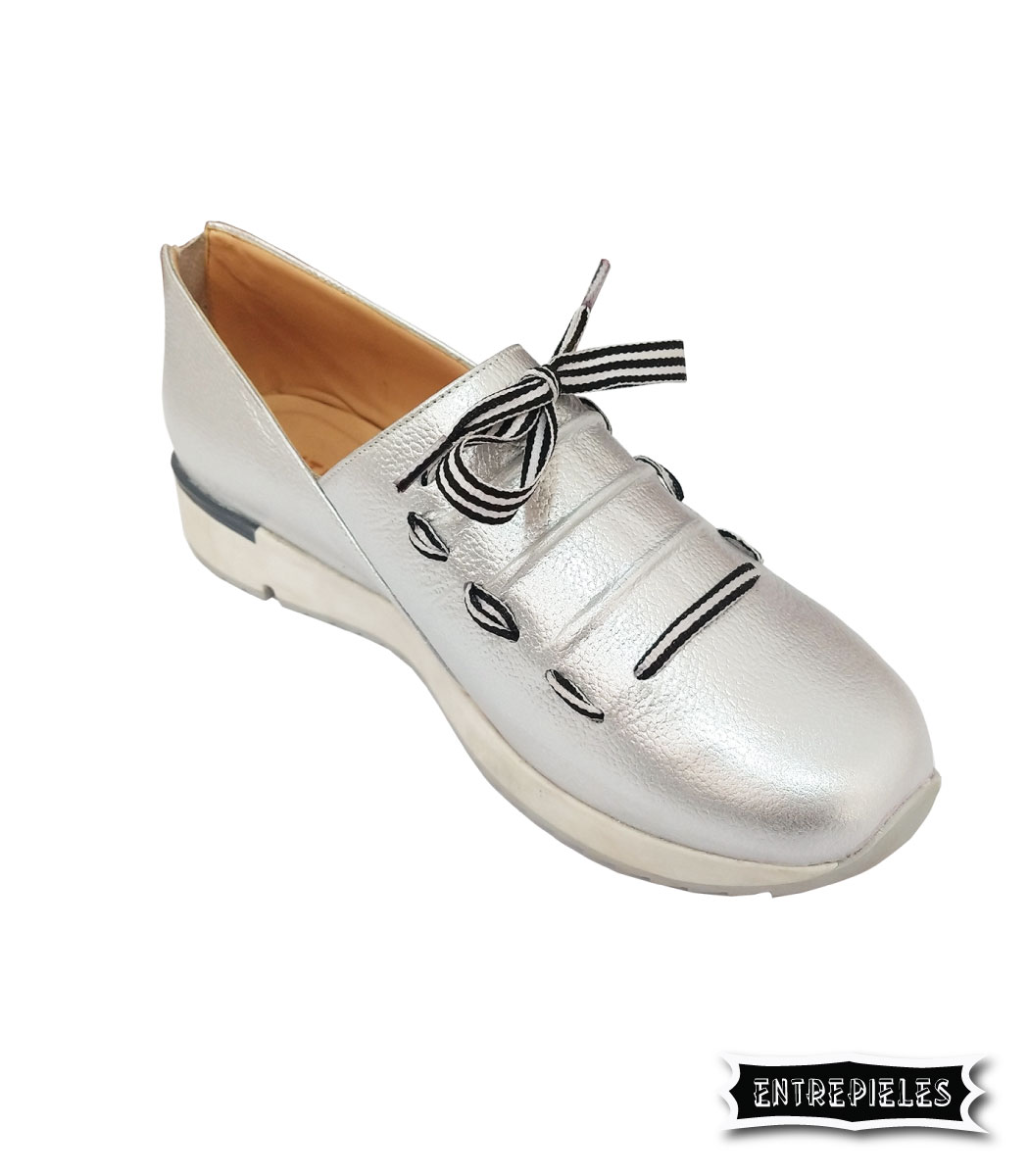 Tenis plateados para mujer | Entrepieles moda en cuero
