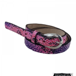 CInturón cuero puntos morado y rosado