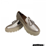 Mocasín en cuero oro rosa para mujer