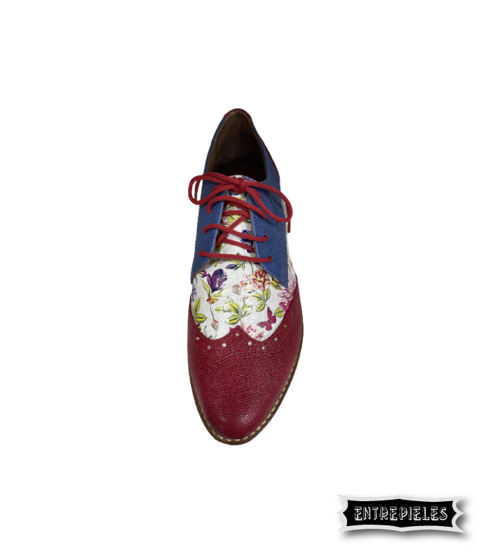 Zapatos oxford con flores en cuero
