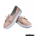 Mocasines rosados en cuero para mujer