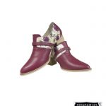 Botines vinotinto flores en cuero