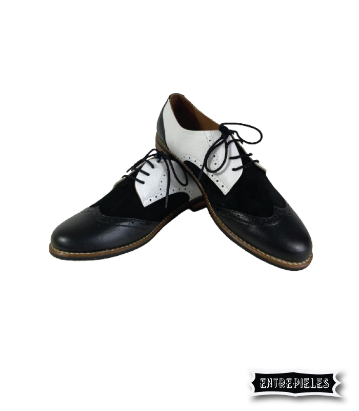 Zapatos oxford blanco y negro para mujer