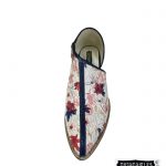 Botín cuero flores para mujer rojo y azul