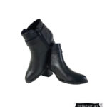 Botín hebilla negro en cuero para mujer